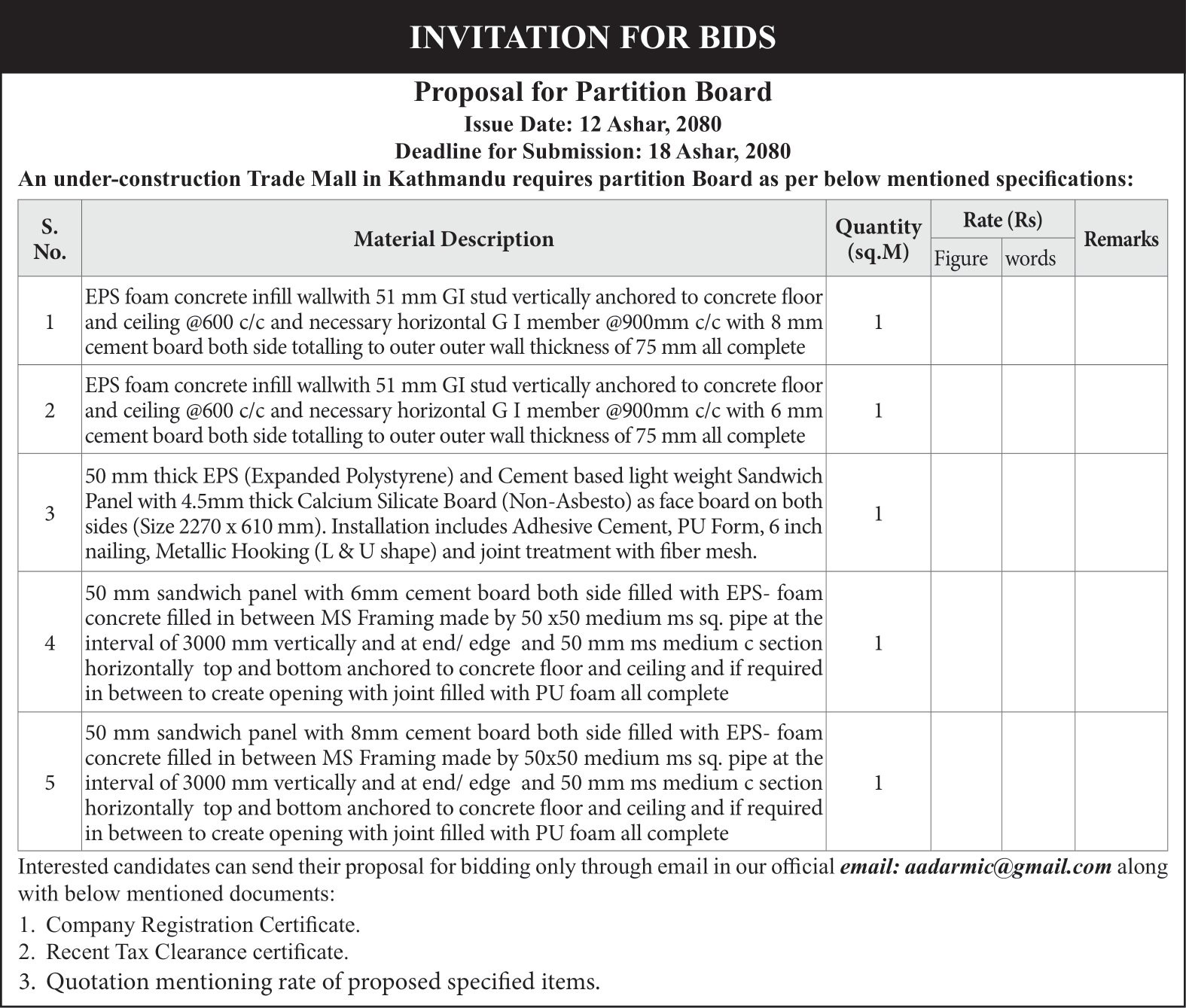 Invitation for Bids